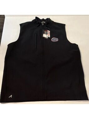 Antigua Black Sleeveless Zip Front Vest with Gators Logo Size Xl